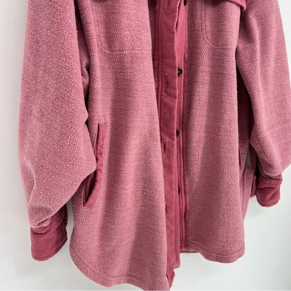 Free People Ruby Jacket Pink Oversized Distressed Elbow Patches Comfy - Picture 8 of 12